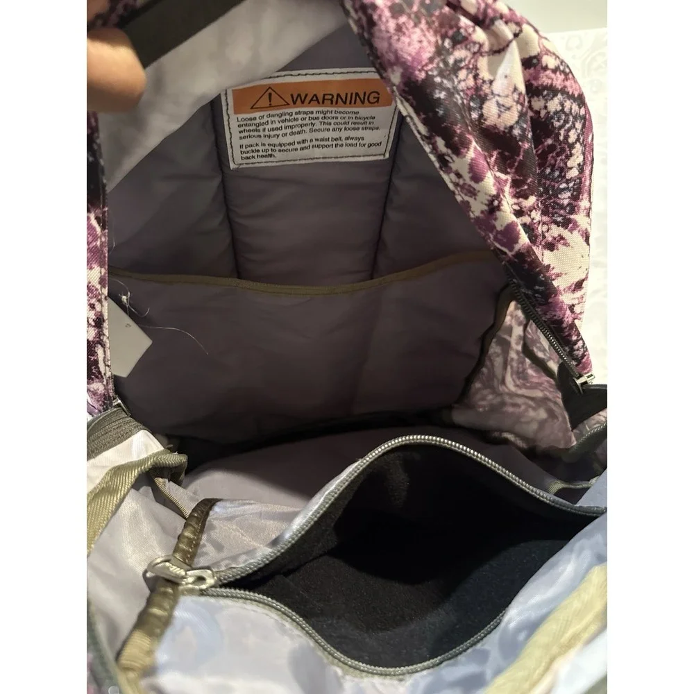 L.L. Bean Deluxe Book Pack Backpack Multi Purple Abstract Print Bag Travel